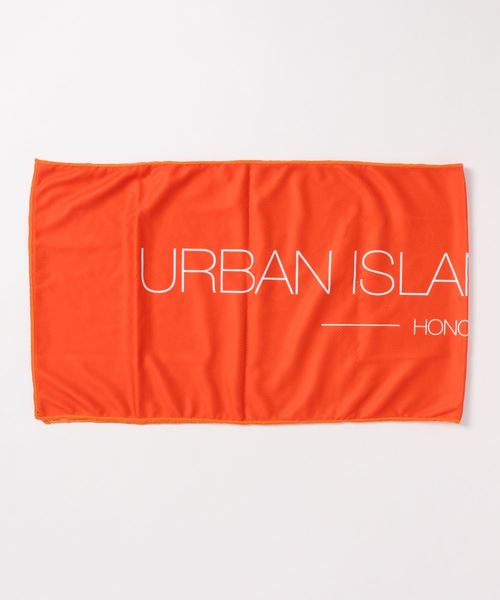 URBAN ISLAND SOCIETY(アーバンアイランドソサエティ)の「URBAN ISLAND SOCIETY 冷感ロゴタオル(フェイスタオル)」|オレンジ