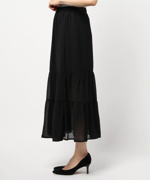 GeeRA（ジーラ）の「シフォンティアードスカート（スカート・レディース・アイボリー/ブラック・X-LARGE/LARGE/MEDIUM）」の3枚目の写真