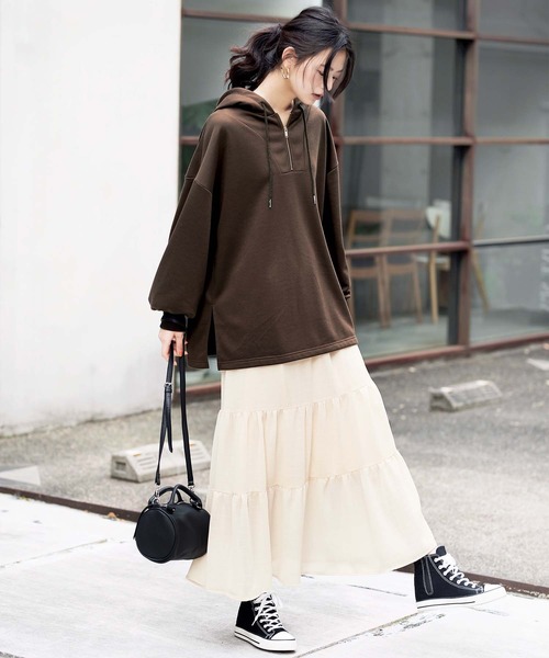 GeeRA（ジーラ）の「シフォンティアードスカート（スカート・レディース・アイボリー/ブラック・X-LARGE/LARGE/MEDIUM）」の12枚目の写真