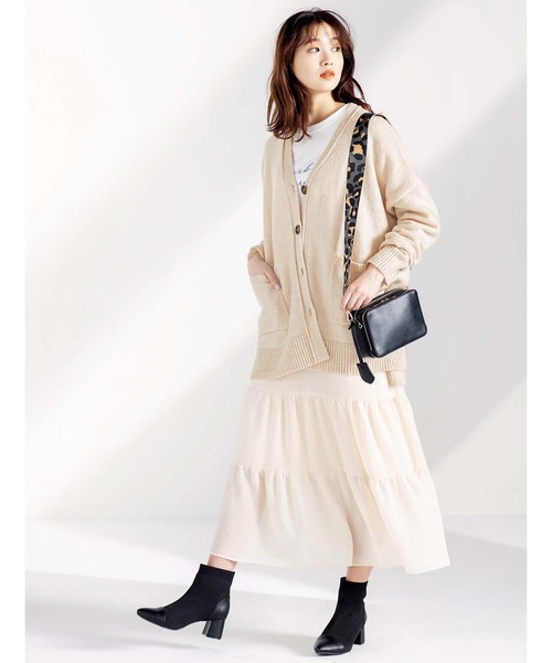 GeeRA（ジーラ）の「シフォンティアードスカート（スカート・レディース・アイボリー/ブラック・X-LARGE/LARGE/MEDIUM）」の13枚目の写真