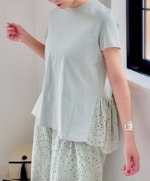 スカラップレースフリル切替Tシャツ