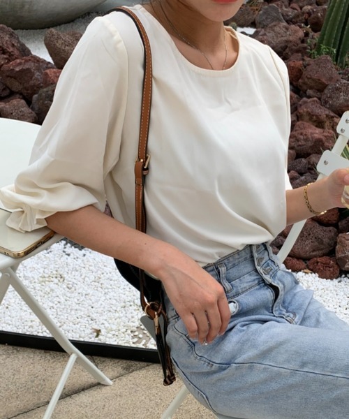 Coo+i（クーイ）の「七分袖ブラウス（シャツ/ブラウス・レディース・ベージュ/ネイビー/グレー/ピンク/ブラック・L/M/XL）」の19枚目の写真