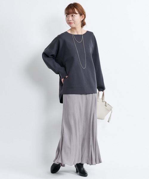 DouDou(ドゥドゥ)の「ナイロンスムースプルオーバー(ニット/セーター・レディース・オフホワイト/スミクロ/グレイッシュベージュ・FREE)」の4枚目の写真