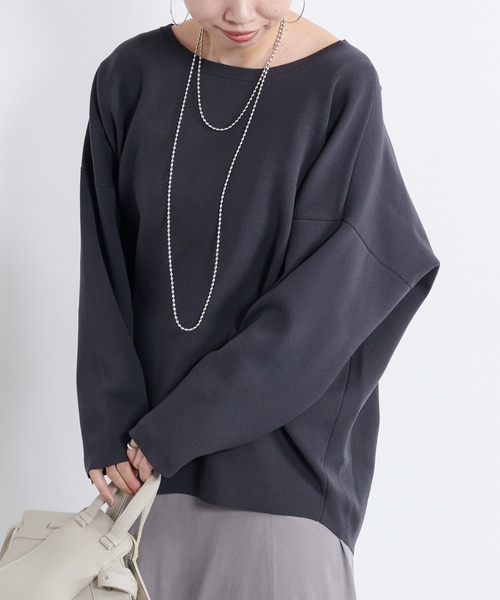 DouDou(ドゥドゥ)の「ナイロンスムースプルオーバー(ニット/セーター・レディース・オフホワイト/スミクロ/グレイッシュベージュ・FREE)」の5枚目の写真