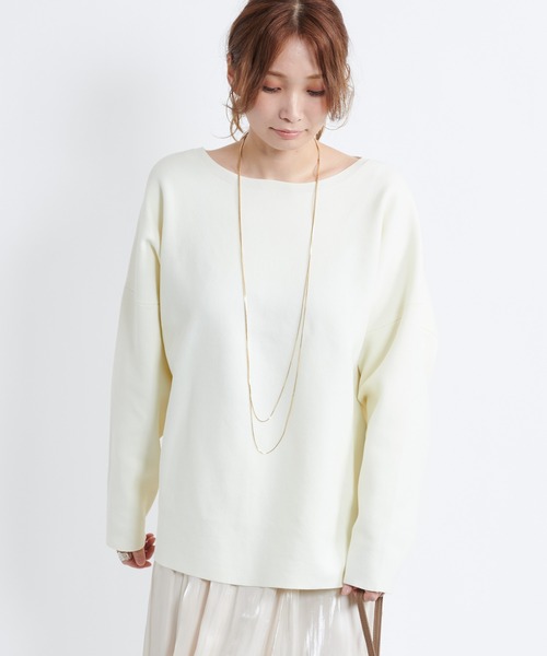 DouDou(ドゥドゥ)の「ナイロンスムースプルオーバー(ニット/セーター・レディース・オフホワイト/スミクロ/グレイッシュベージュ・FREE)」の6枚目の写真