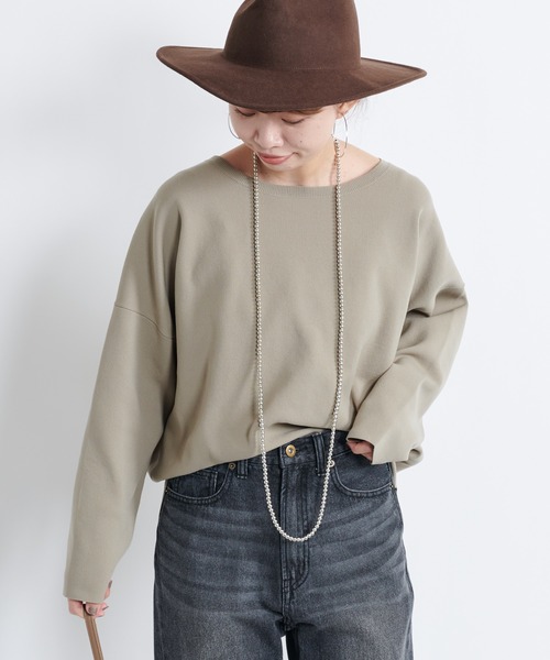 DouDou(ドゥドゥ)の「ナイロンスムースプルオーバー(ニット/セーター・レディース・オフホワイト/スミクロ/グレイッシュベージュ・FREE)」の21枚目の写真