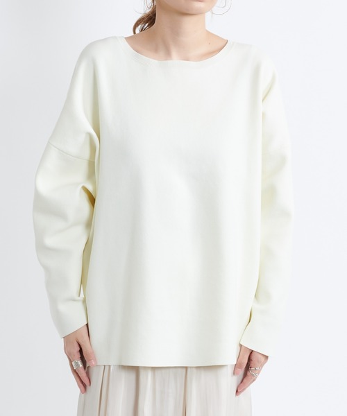 DouDou(ドゥドゥ)の「ナイロンスムースプルオーバー(ニット/セーター・レディース・オフホワイト/スミクロ/グレイッシュベージュ・FREE)」の9枚目の写真