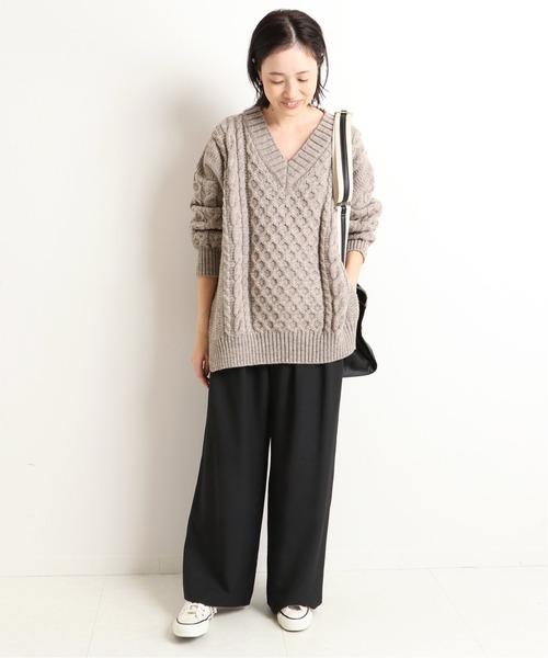 SLOBE IENA(スローブイエナ)の「PE ツータックワイドパンツ【手洗い可能/ウエストゴム】◆(その他パンツ・レディース・ブラック/ライトグリーン/アイボリー・38/36/40)」の19枚目の写真