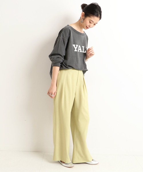 SLOBE IENA(スローブイエナ)の「PE ツータックワイドパンツ【手洗い可能/ウエストゴム】◆(その他パンツ・レディース・ブラック/ライトグリーン/アイボリー・38/36/40)」の15枚目の写真