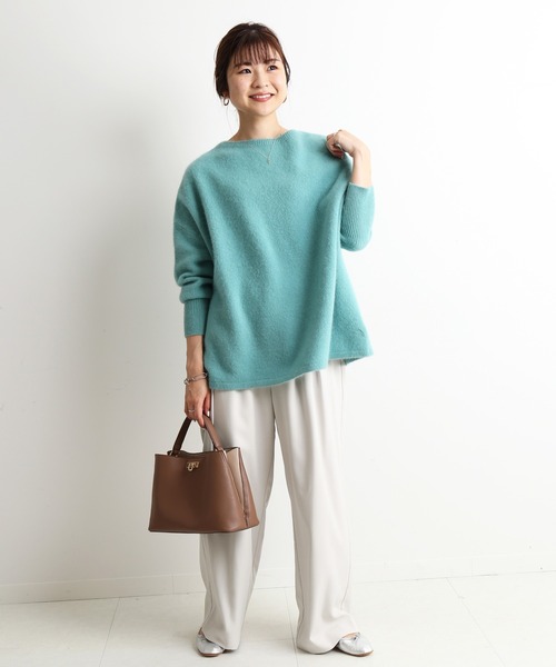 スローブイエナ　未使用新品　ネイビー コットン タック入り ハーフパンツ セール】PE ツータックワイドパンツ【手洗い可能/ウエストゴム