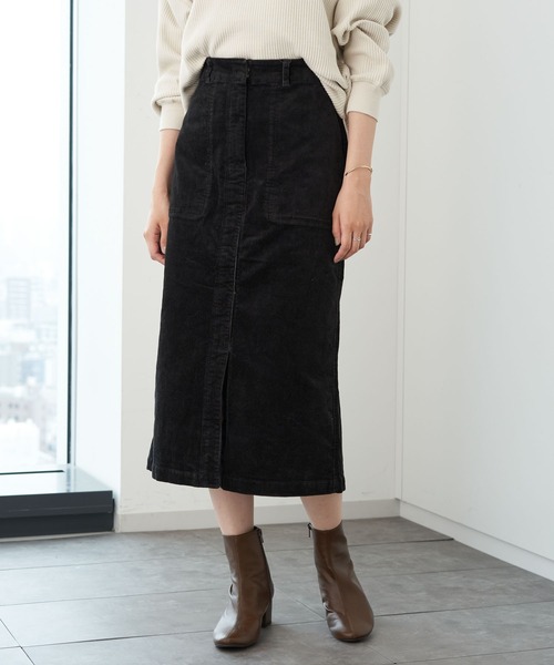 AMERICAN HOLIC（アメリカンホリック）の「ストレッチコール天タイトスカート　＊（スカート・レディース・チャコールグレー/ブラウン/グレイッシュベージュ・L/M）」の2枚目の写真