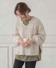KOBE LETTUCE | [ 2点セット ]ロンT×キーネックニットトップス(ニット/セーター)