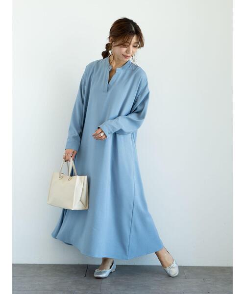 セール】・novem 9 Aラインノーカラーシャツワンピース＊☆（シャツ