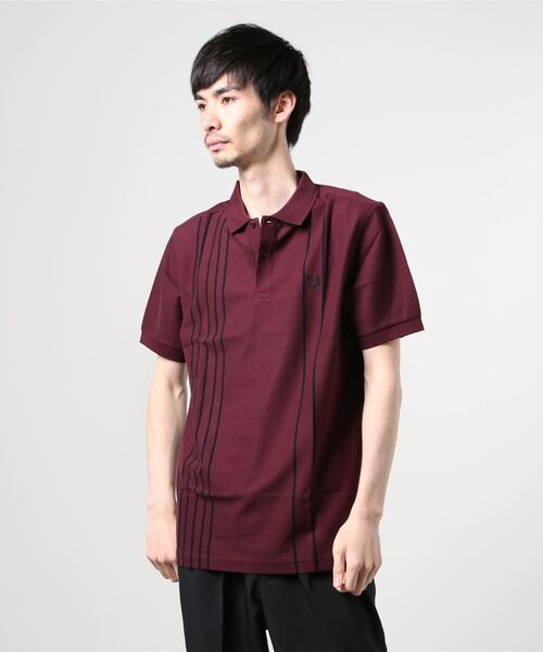 FRED PERRY（フレッドペリー）の「Refined Stripe Polo Shirt（ポロシャツ・メンズ・グレイッシュブルー/バーガンディー・M/S/L）」の9枚目の写真