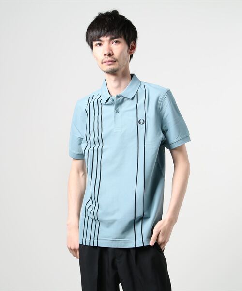 FRED PERRY（フレッドペリー）の「Refined Stripe Polo Shirt（ポロシャツ・メンズ・グレイッシュブルー/バーガンディー・M/S/L）」の8枚目の写真
