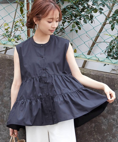 coca（coca）（コカ）の「ノースリーブティアートブラウス（シャツ/ブラウス・レディース・ホワイト/ブラック/パープル・ONE SIZE）」の3枚目の写真