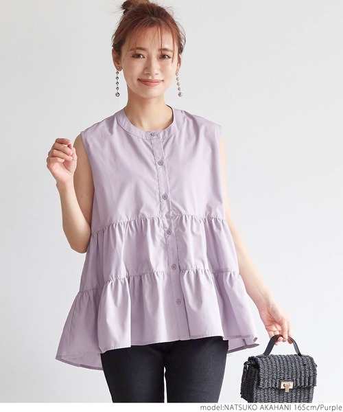 coca（coca）（コカ）の「ノースリーブティアートブラウス（シャツ/ブラウス・レディース・ホワイト/ブラック/パープル・ONE SIZE）」の4枚目の写真