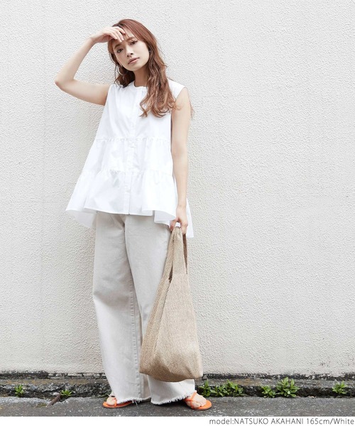 coca（coca）（コカ）の「ノースリーブティアートブラウス（シャツ/ブラウス・レディース・ホワイト/ブラック/パープル・ONE SIZE）」の9枚目の写真