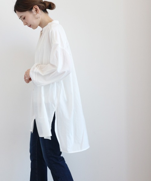 AMERICAN HOLIC（アメリカンホリック）の「スタンドカラーレースチュニック（シャツ/ブラウス・レディース・ブラック/オフホワイト・FREE）」の5枚目の写真