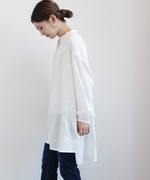 AMERICAN HOLIC（アメリカンホリック）の「スタンドカラーレースチュニック（シャツ/ブラウス・レディース・ブラック/オフホワイト・FREE）」の7枚目の写真