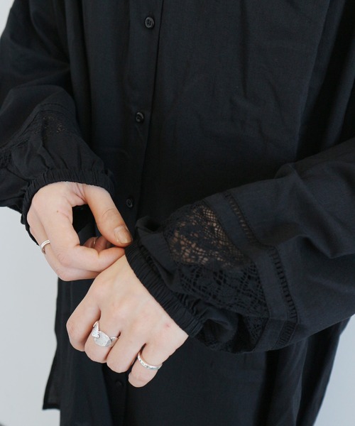 AMERICAN HOLIC（アメリカンホリック）の「スタンドカラーレースチュニック（シャツ/ブラウス・レディース・ブラック/オフホワイト・FREE）」の10枚目の写真