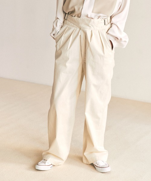 EMMA CLOTHES（エマクローズ）の「グルカタックワイドパンツ EMMA CLOTHES（その他パンツ・メンズ・チャコール/ベージュ/アイボリー・M/L）」の2枚目の写真