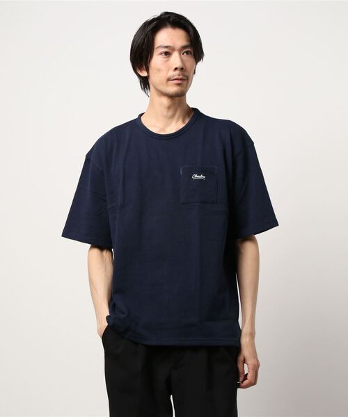 STYLEBLOCK(スタイルブロック)の「配色裏毛ポケット刺繍Tシャツ(Tシャツ/カットソー・メンズ・グリーン/ネイビー/ピンク/オフホワイト/ベージュ・M/L/LL)」の1枚目の写真