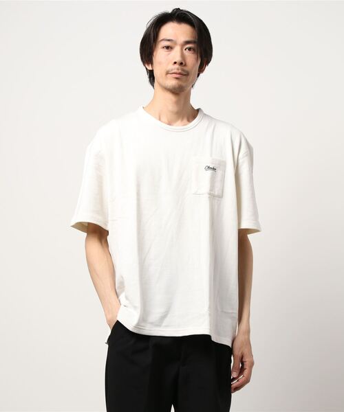 STYLEBLOCK(スタイルブロック)の「配色裏毛ポケット刺繍Tシャツ(Tシャツ/カットソー・メンズ・グリーン/ネイビー/ピンク/オフホワイト/ベージュ・M/L/LL)」の3枚目の写真