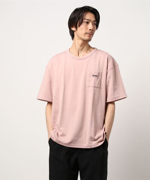 STYLEBLOCK(スタイルブロック)の「配色裏毛ポケット刺繍Tシャツ(Tシャツ/カットソー・メンズ・グリーン/ネイビー/ピンク/オフホワイト/ベージュ・M/L/LL)」の2枚目の写真