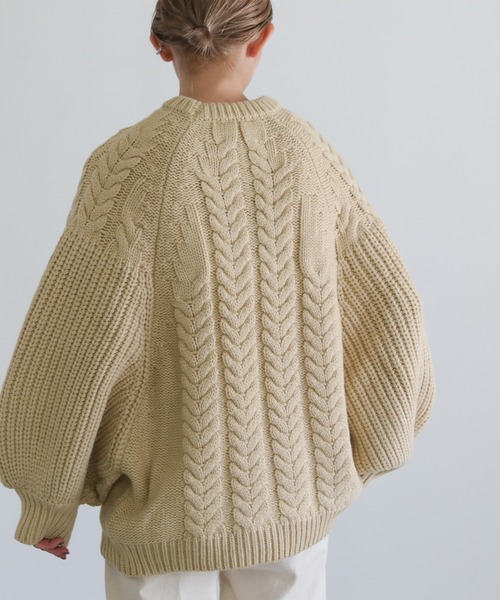 select MOCA(セレクトモカ)の「ヘリンボーンドルマンオーバーニット(ニット/セーター・レディース・パープル/ターコイズブルー/グリーン/アイボリー/ベージュ/テラコッタ・FREE)」の16枚目の写真