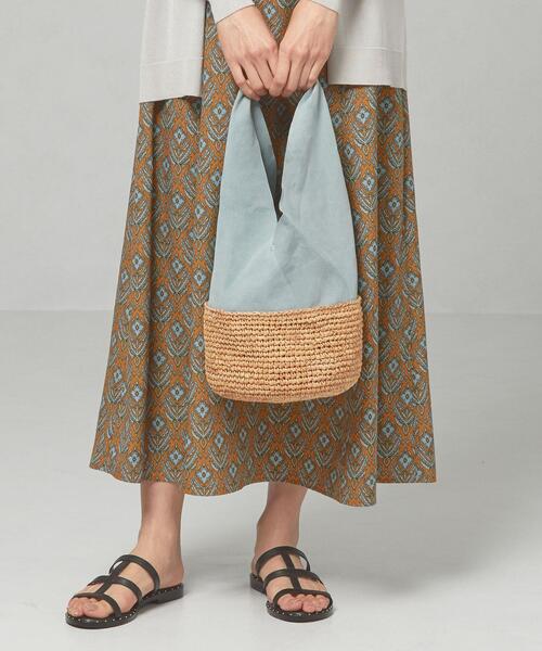 THE STATION STORE（ザ ステーション ストア）の「＜cache cache＞ ラフィア トートバッグ（ショルダーバッグ・レディース・ライトブルー/ブラウン・FREE）」の2枚目の写真