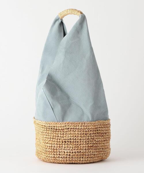 THE STATION STORE（ザ ステーション ストア）の「＜cache cache＞ ラフィア トートバッグ（ショルダーバッグ・レディース・ライトブルー/ブラウン・FREE）」の3枚目の写真