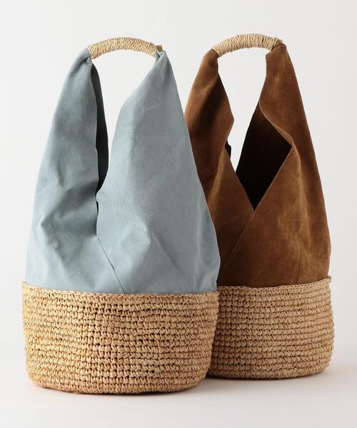 THE STATION STORE（ザ ステーション ストア）の「＜cache cache＞ ラフィア トートバッグ（ショルダーバッグ・レディース・ライトブルー/ブラウン・FREE）」の9枚目の写真
