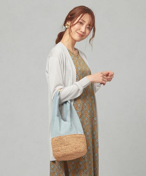 THE STATION STORE（ザ ステーション ストア）の「＜cache cache＞ ラフィア トートバッグ（ショルダーバッグ・レディース・ライトブルー/ブラウン・FREE）」の11枚目の写真