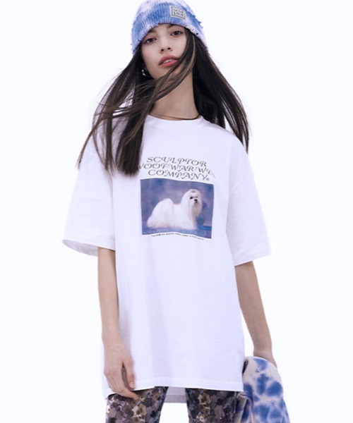 SCULPTOR（スカルプター）の「PUPPY TALK BOXY TEE/パピートークボクシーＴシャツ（Tシャツ/カットソー・レディース・ホワイト/ブラック/グレー・MEDIUM/LARGE）」の2枚目の写真