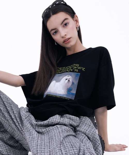 SCULPTOR（スカルプター）の「PUPPY TALK BOXY TEE/パピートークボクシーＴシャツ（Tシャツ/カットソー・レディース・ホワイト/ブラック/グレー・MEDIUM/LARGE）」の3枚目の写真