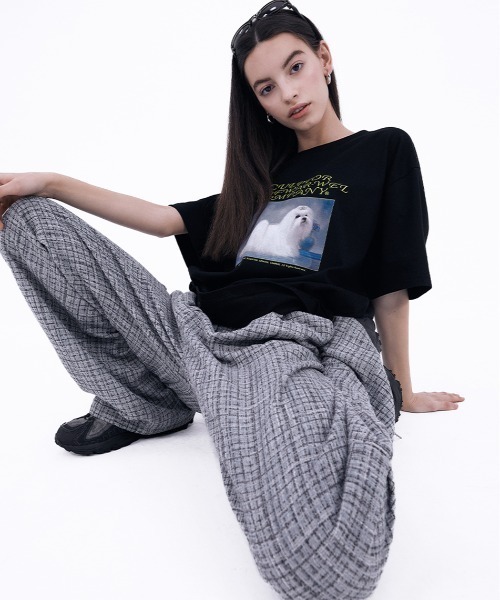 SCULPTOR（スカルプター）の「PUPPY TALK BOXY TEE/パピートークボクシーＴシャツ（Tシャツ/カットソー・レディース・ホワイト/ブラック/グレー・MEDIUM/LARGE）」の15枚目の写真