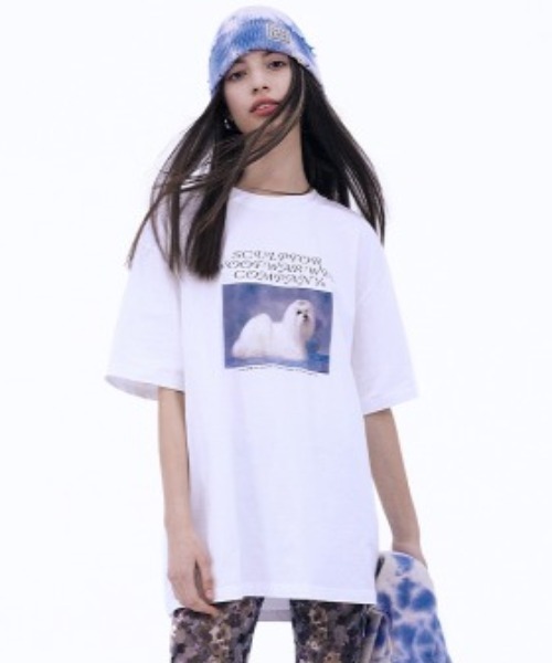 SCULPTOR（スカルプター）の「PUPPY TALK BOXY TEE/パピートークボクシーＴシャツ（Tシャツ/カットソー・レディース・ホワイト/ブラック/グレー・MEDIUM/LARGE）」の12枚目の写真