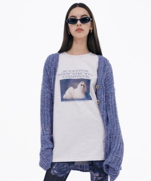 SCULPTOR（スカルプター）の「PUPPY TALK BOXY TEE/パピートークボクシーＴシャツ（Tシャツ/カットソー・レディース・ホワイト/ブラック/グレー・MEDIUM/LARGE）」の7枚目の写真