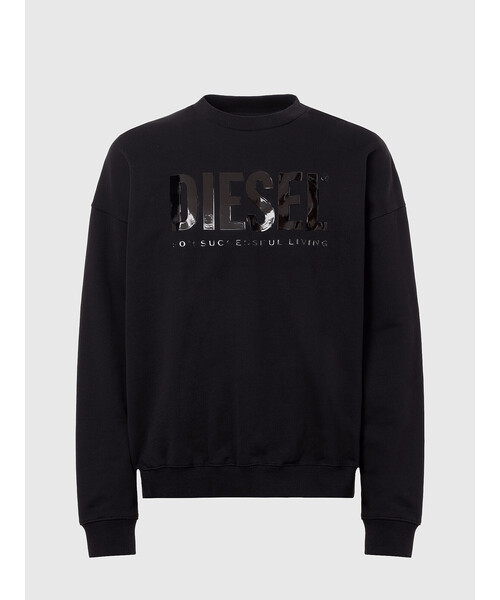 【DIESEL】ロゴ クルーネック スウェット プリント *送料関税込* ディーゼル DIESEL ロゴプリントスウェット （BLACK
