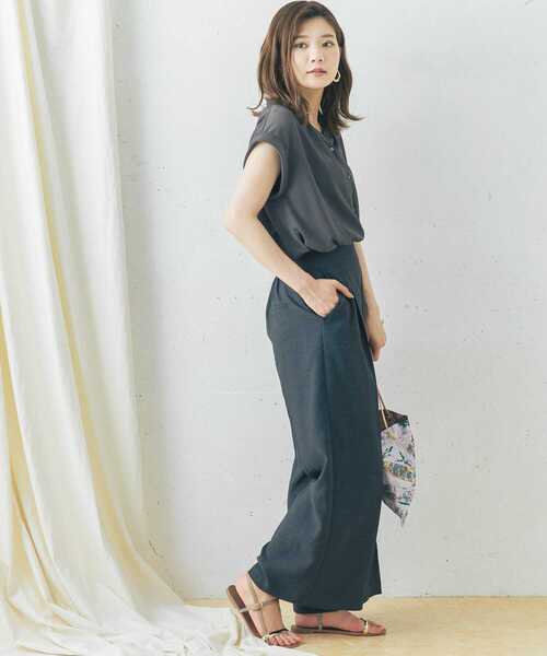 URBAN RESEARCH ROSSO（アーバンリサーチロッソ）の「【一部WEB限定カラー】リネンライクハイウエストワイドパンツ（その他パンツ・レディース・ホワイト/チャコールグレー/カーキ/ホワイト系その他・38/36）」の21枚目の写真