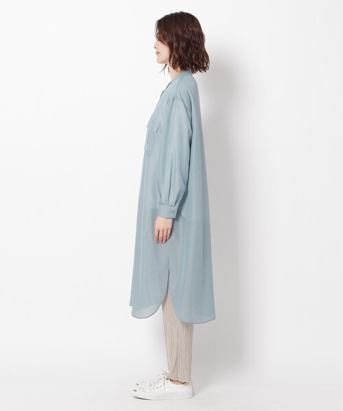 THE SHOP TK （ザ ショップ ティーケー ）の「◆シアーシャツワンピース（ワンピース・レディース・ライトブルー/ライトベージュ/レンガ・12/13）」の14枚目の写真
