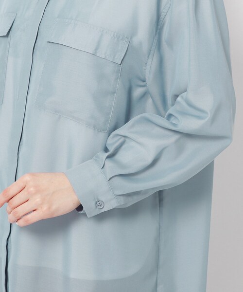 THE SHOP TK （ザ ショップ ティーケー ）の「◆シアーシャツワンピース（ワンピース・レディース・ライトブルー/ライトベージュ/レンガ・12/13）」の4枚目の写真