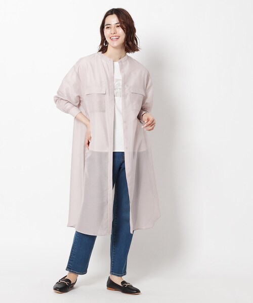 THE SHOP TK （ザ ショップ ティーケー ）の「◆シアーシャツワンピース（ワンピース・レディース・ライトブルー/ライトベージュ/レンガ・12/13）」の12枚目の写真