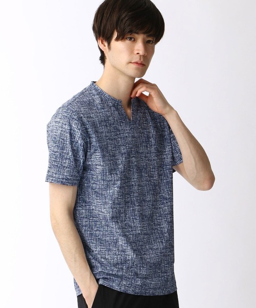 HIDEAWAYS NICOLE（ハイダウェイニコル）の「キーネックプリントカットソー（Tシャツ/カットソー・メンズ・ブルー/ラベンダー/ブラック/ライトグレー・MEDIUM/LARGE/X-LARGE）」の3枚目の写真