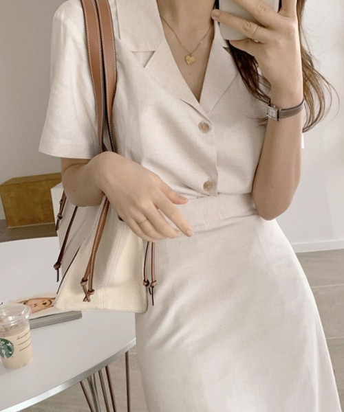 Girly Doll（ガーリードール）の「シャツ＋フレアスカートセットアップ（セットアップ・レディース・キャメル/ベージュ/ブラック/グレー・M/L）」の21枚目の写真