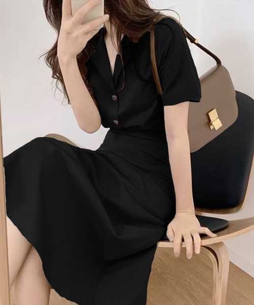 Girly Doll（ガーリードール）の「シャツ＋フレアスカートセットアップ（セットアップ・レディース・キャメル/ベージュ/ブラック/グレー・M/L）」の22枚目の写真