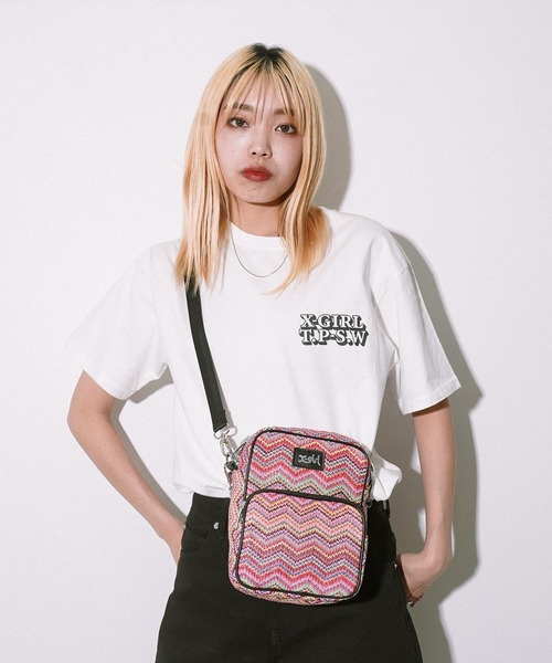 X-girl（エックスガール）の「FAUX LEATHER PIPING SHOULDER BAG（ショルダーバッグ・レディース・ブラック/ベージュ/マルチ・ONE SIZE）」の5枚目の写真