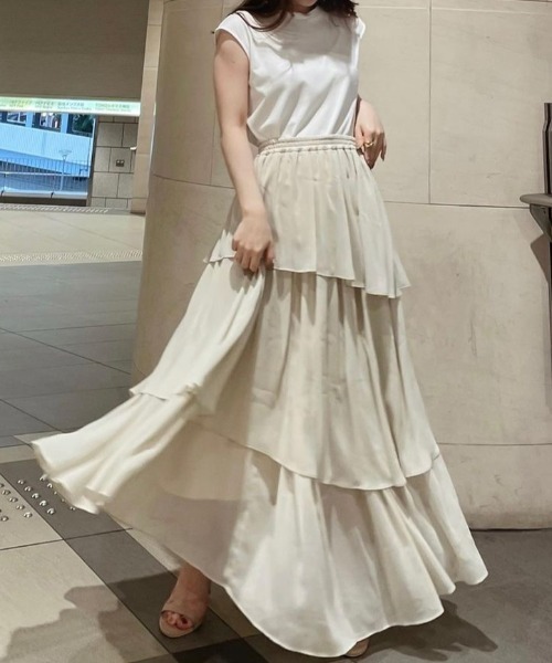 anuans(アニュアンス)の「ランダムヘムティアードスカート(スカート・レディース・ピンク/サックスブルー/ホワイト系その他/カーキ・FREE)」の19枚目の写真