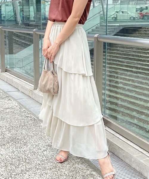 anuans(アニュアンス)の「ランダムヘムティアードスカート(スカート・レディース・ピンク/サックスブルー/ホワイト系その他/カーキ・FREE)」の21枚目の写真